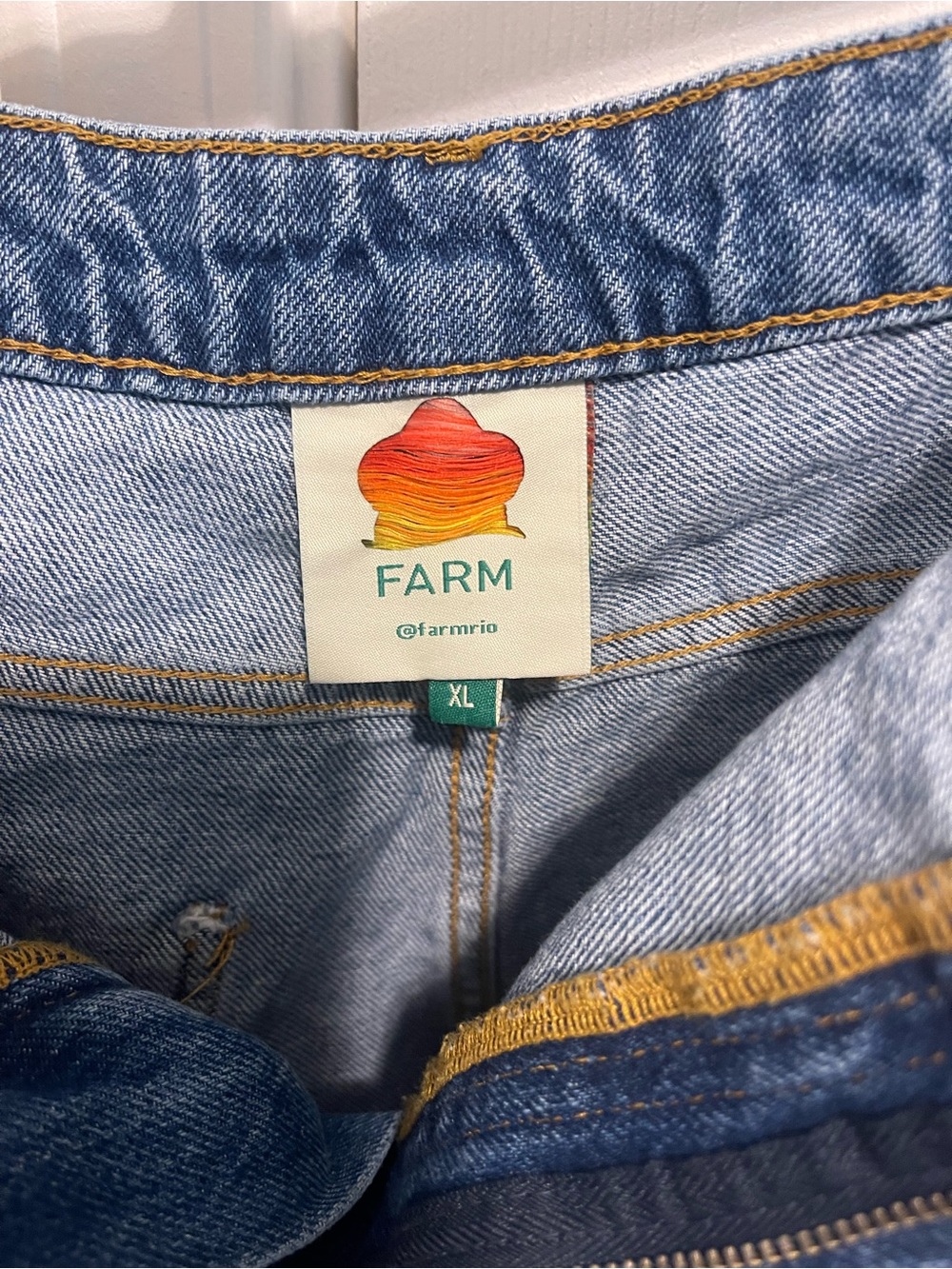 FARM Rio Blue Denim Shorts with Rainbow Embroidery - Picture 3 of 7
